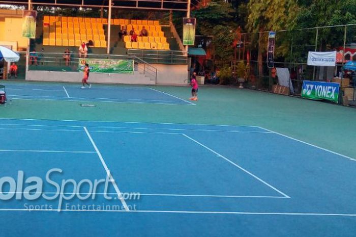 Suasana pertandingan Kejurnas Junior Detec Open 2018 babak delapan besar di Stadion Gelora Manahan, Solo, Kamis (28/6/2018).