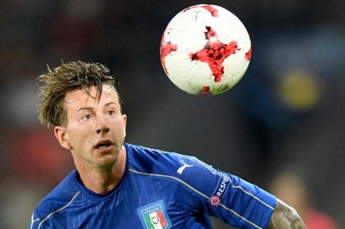 Penyerang Italia, Federico Bernardeschi, saat berlaga di ajang Piala Eropa U-21 melawan Jerman di Krakow, Polandia, 24 Juni 2017. 