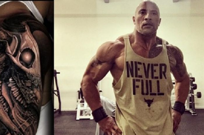 Dwayne Johnson Memamerkan Tato Barunya pada Jumat (11/8/2017).