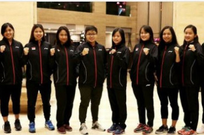 Tim putri Indonesia yang berlaga di Kejuaraan Asia Beregu 2018, Alor Setar, Kedah, Malaysia, 6-11 Februari 2018.