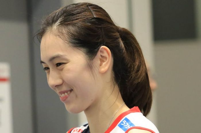 Aya Ohori saat menjalani sesi wawancara di Japan Open 2018, Selasa (11/9/2018).