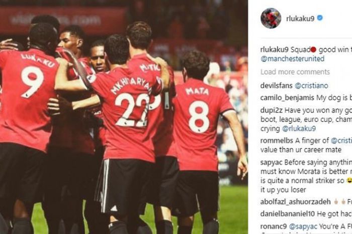 Instagram Romelu Lukaku dibanjiri caci maki oleh fans Real Madrid dan Manchester United.