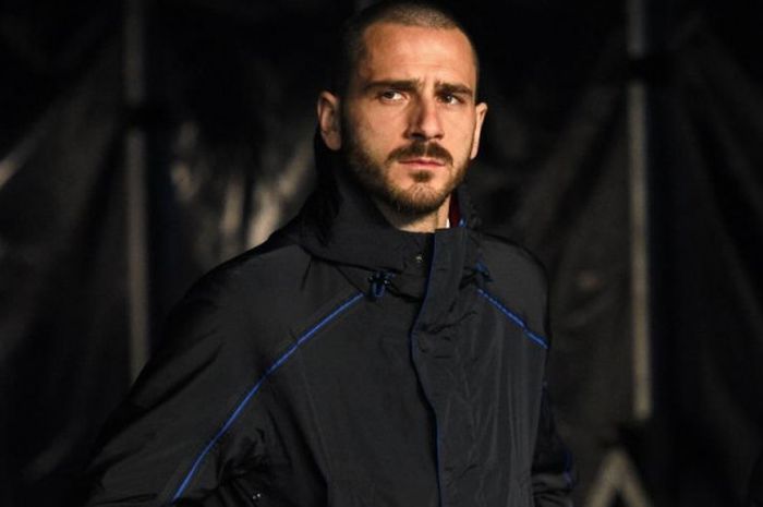 Leonardo Bonucci saat hadir di Stadion Etihad, Manchester, 22 Maret 2018, menjelang duel uji coba timnas Italia kontra Argentina.