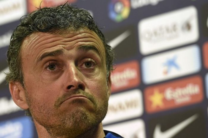 Pelatih FC Barcelona, Luis Enrique, dalam jumpa pers di Sports Center FC Barcelona  Joan Gamper , Sant Joan Despi, dekat Kota Barcelona, 3 Maret 2017.