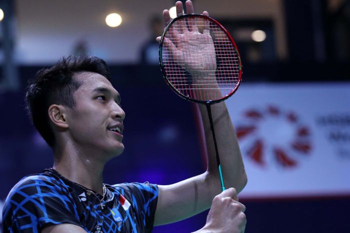 Jonatan Christie saat berhadapan dengan wakil India, Sai Praneeth, pada babak kedua French Open 2018