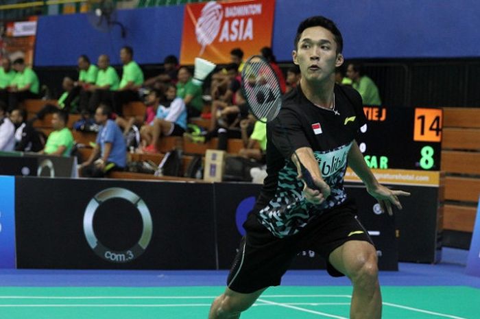 Pebulu tangkis tunggal putra Indonesia, Jonatan Christie, tampil pada partai pertama melawan Filipina pada Kejuaraan Asia Beregu 2018 yang berlangsung di Stadium Sultan Abdul Halim, Rabu (7/2/2018).