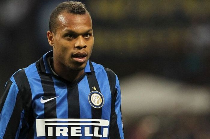 Gelandang Inter Milan, Jonathan Biabiany, dalam pertandingan Serie A 2015-2016 menghadapi Udinese di Stadio Giuseppe Meazza, Milan, Italia, pada 23 April 2016.