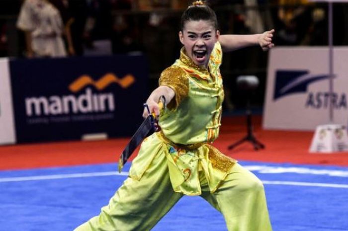 Atlet wushu Malaysia, Tan Cheong Min,  saat tampil di Asian Games 2018. 