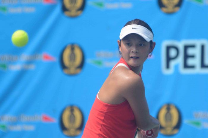 Arianne Hartono, petenis Belanda berdarah Indonesia yang menjadi juara turnamen ITF Widya Chanda International pada Minggu (22/7/2018) di Lapangan Hotel Sultan Jakarta.