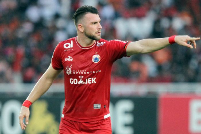 Aksi striker Persija Jakarta, Marko Simic pada laga kontra Persela Lamongan di Stadion Utama Gelora 