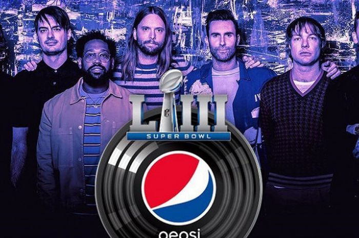 Poster NFL untuk mengumumkan Maroon 5 sebagai pengisi utama halftime show pada Super Bowl LIII.