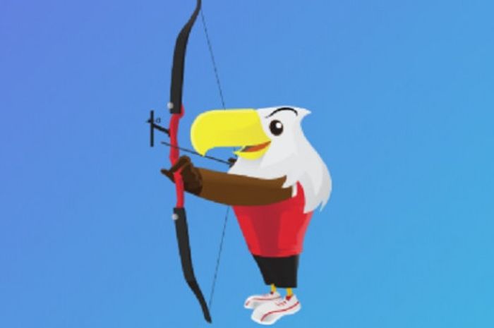 Ilustrasi maskot Asian Para Games 2018, MoMo, memperagakan cabang olahraga panahan