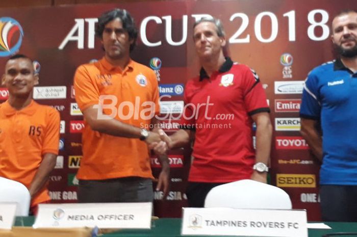 Konferensi pers Persija Jakarta dan Tampines Rovers  jelang laga kedua Grup H Piala AFC 2018 di Hotel Sultan, Senayan, Jakarta Pusat, Selasa (27/2/2018)