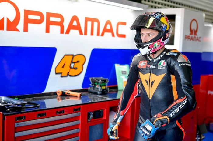 Pebalap baru OCTO Pramac Racing, Jack Miller bersiap-siap mengikuti tes pramusim MotoGP yang berlangsung di Sirkuit Ricardo Tormo, Valencia, Spanyol (14/11/2017).