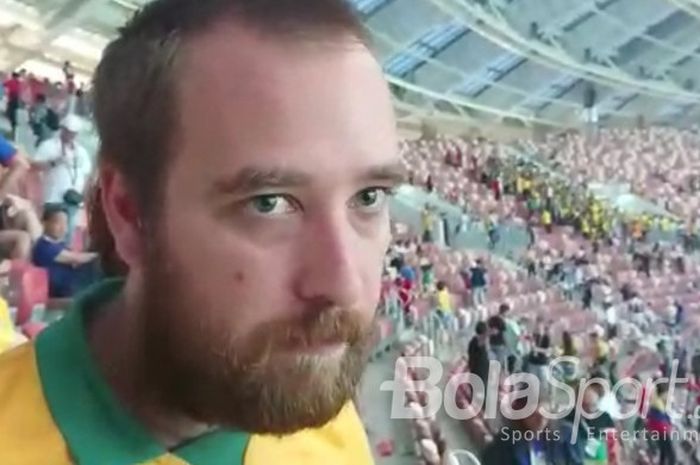 Daniel, fan asal Australia yang menyaksikan babak final Piala Dunia, Prancis kontra Kroasia, di Luzhniky Stadium, Minggu (15/7/2018) malam WIB.