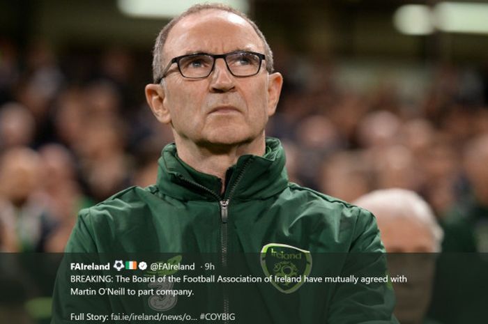 Martin O'Neill menanggalkan jabatan pelatih timnas Republik Irlandia, Rabu (21/11/2018).