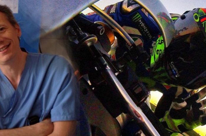 Dokter Raffale Pascarella (kiri) yang menangani operasi patah tulang tibia dan fibula pebalap MotoGP, Valentino Rossi.