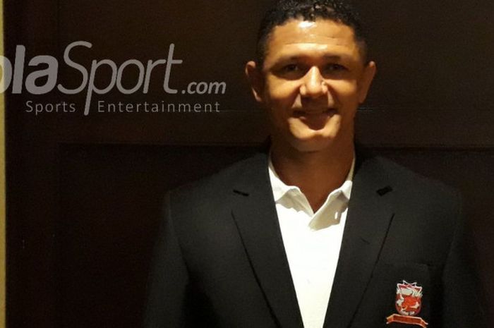 Pelatih Madura United, Mario Gomes de Oliviera, pada acara peluncuran skuat baru Madura United untuk musim 2018 di Hotel Shangrila, Surabaya, Selasa (10/1/2018). 