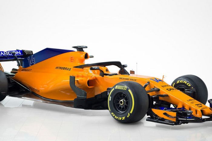 Tampilan mobil baru tim McLaren untuk menjalani musim kompetisi Formula 1 (F1) 2018. McLaren resmi merilis mobil baru mereka secara online pada Jumat (23/2/2018) pagi waktu setempat.
