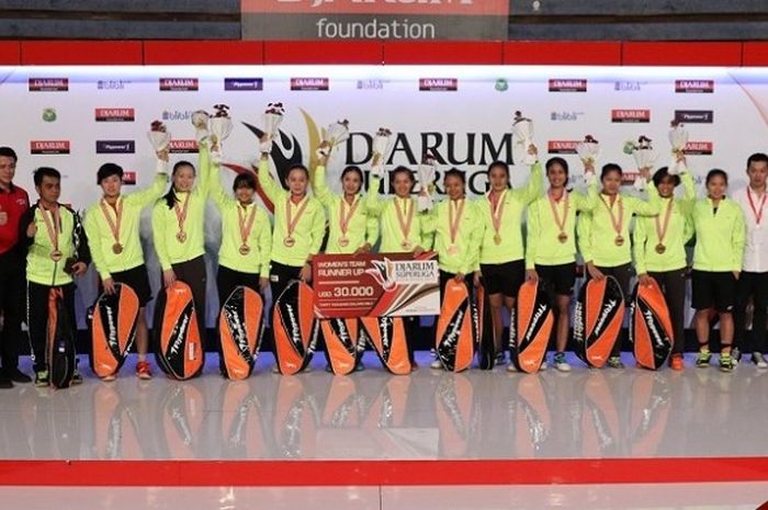 Tim putri Berkat Abadi Banjarmasin menjadi runner-up pada Djarum Superliga 2017 di DBL Arena, Surabaya, Sabtu (25/2/2017).
