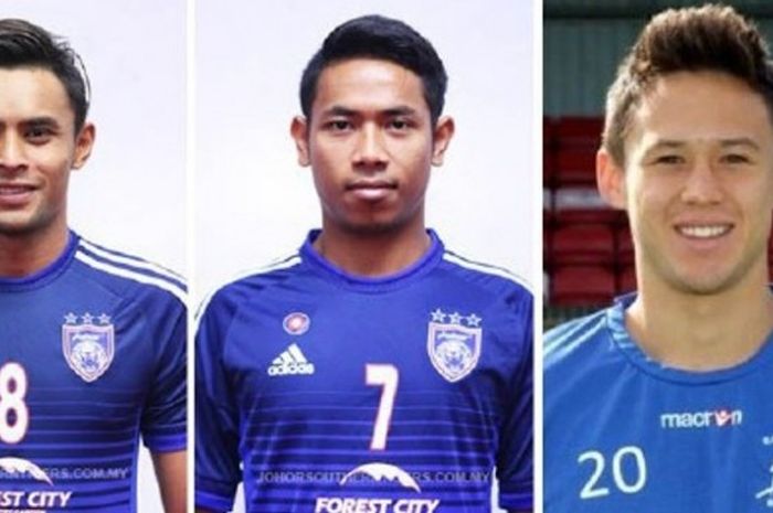 Tiga pemain JDT II yang meninggalkan pemusatan latihan timnas Malaysia, Selasa (27/9/2016), (dari ki-ka) Zaquan Adha Abd Radzak, Irfan Fazail, dan Darren Lok.