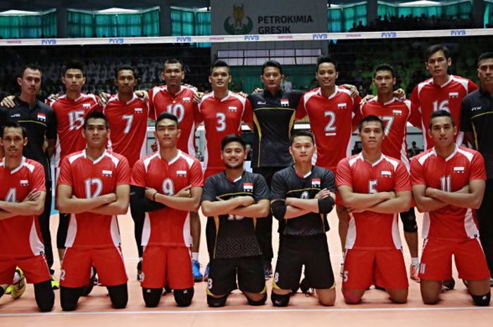 Timnas voli putra Indonesia yang turun di ajang Asian Men's Volleyball 2017 di Gresik pada 24 Juli-1 Agustus 2017.