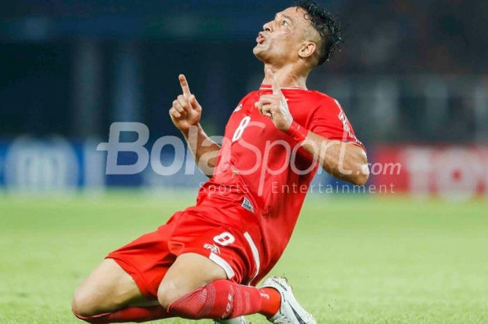  Penyerang Persija, Addison Alves, merayakan gol kontra Song Lam Nghe An, pada laga Grup H Piala AFC