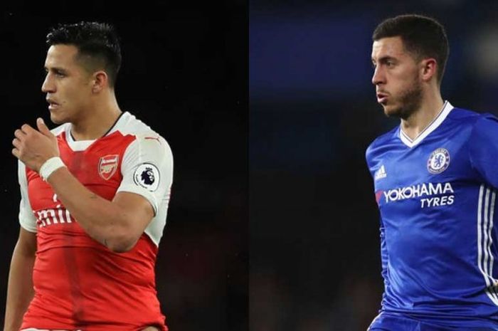 Duel dua penyerang sayap lincah, Alexis Sanchez (Arsenal) dan Eden Hazard (Chelsea), akan menjadi bumbu menarik dalam duel final Piala FA di Stadion Wembley, London, 27 Mei 2017. 