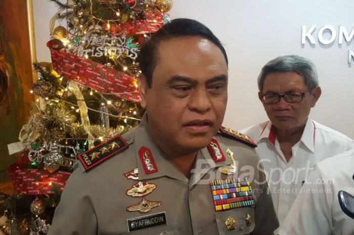  Chief de Mission Indonesia di ajang Asian Games 2018, Komisaris Jenderal Polisi Syafruddin saat sedang berkunjung ke kantor KONI Pusat di Senayan pada Senin (08/01/2018). 