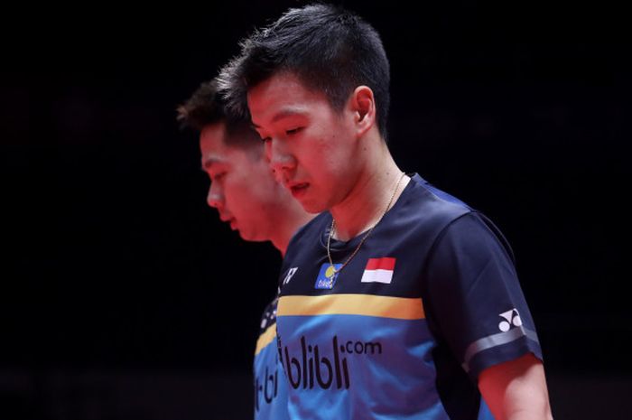 Ganda putra Indonesia, Marcus Fernaldi Gideon/Kevin Sanjaya Sukamuljo, harus tersingkir dari ajang BWF World Tour Finals 2018 karena cederea yang dialami Marcus.