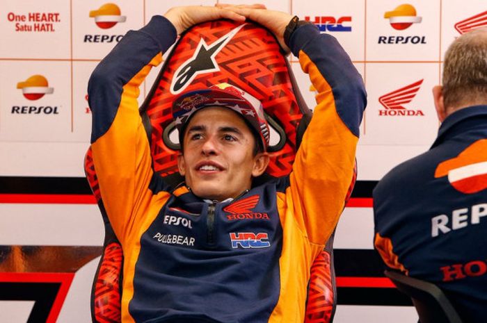    Marc Marquez saat berada di paddock tim Repsol Honda pada gelaran MotoGP Americas 2018, 20-22 April 2018.   