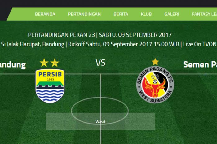 Persib Vs Semen Padang di stadion Si Jalak Harupat pada Sabtu (9/9/2017)