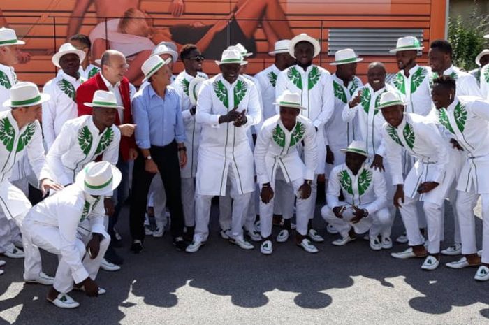 Rombongan skuat timnas Nigeria saat akan ke Rusia.