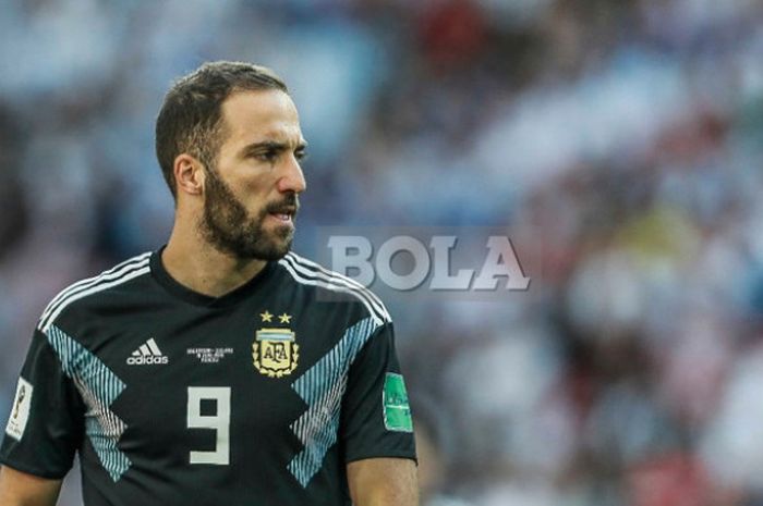  Gonzalo Higuain, striker timnas Argentina di Piala Dunia 2018. 