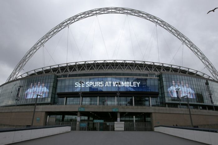 Pemandangan Stadion Wembley yang berlokasi di Kota London, Inggris, pada 27 April 2018.   