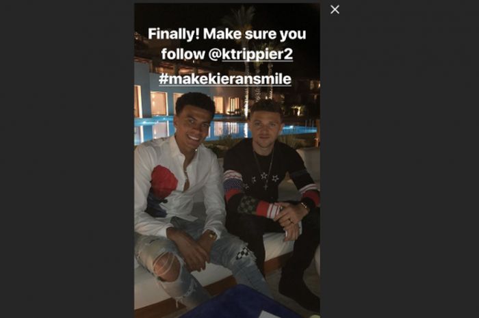 Unggahan Dele Alli pada akun Instagram pribadi saat bersama Kieran Trippier