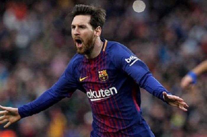 Messi merayakan gol penting dalam kemenangan 1-0 atas Atletico Madrid pekan lalu