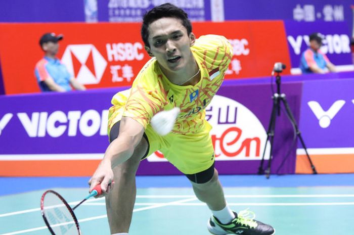 Penampilan Jonatan Christie ketika berhadapan dengan Hu Yun di Korea Open 2018, Kamis (27/9/2018) di SK Handball Stadium, Seoul, Korea Selatan.