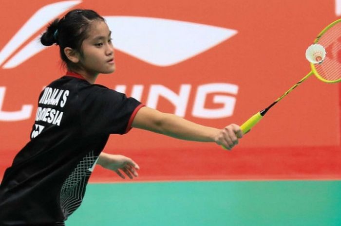 Pebulu tangkis tunggal putri Indonesia, Stephanie Widjaja, tampil pada babak pertama nomor  perorangan Kejuaraan Dunia Junior 2018 di Markham Pan Am Center, Ontario, Kanada, Senin (12/11/2018) malam waktu setempat.