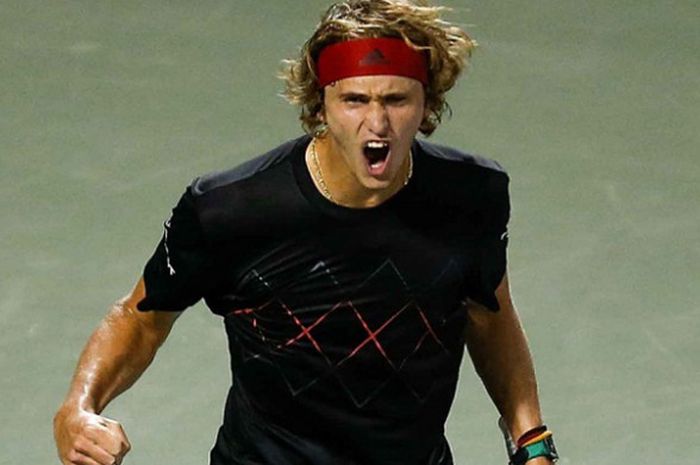 Ekspresi Alexander Zverev Jr. (Jerman) pada laga semifinal Miami Open 2018 yang digelar Jumat (30/3/2018) waktu Amerika Serikat.