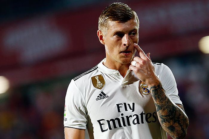  Gelandang Real Madrid, Toni Kroos, saat tampil melawan Girona dalam laga lanjutan Liga Spanyol di Stadion Montilivi, Girona, pada 26 Agustus 2018. 