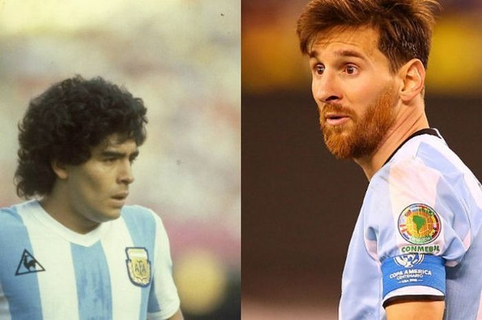 Dua Legenda timnas Argentina, Diego Maradona dan Lionel Messi.