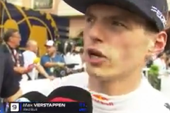Max Verstappen diwawancarai setelah berhasil meraih posisi sembilan dengan start dari posisi 20.