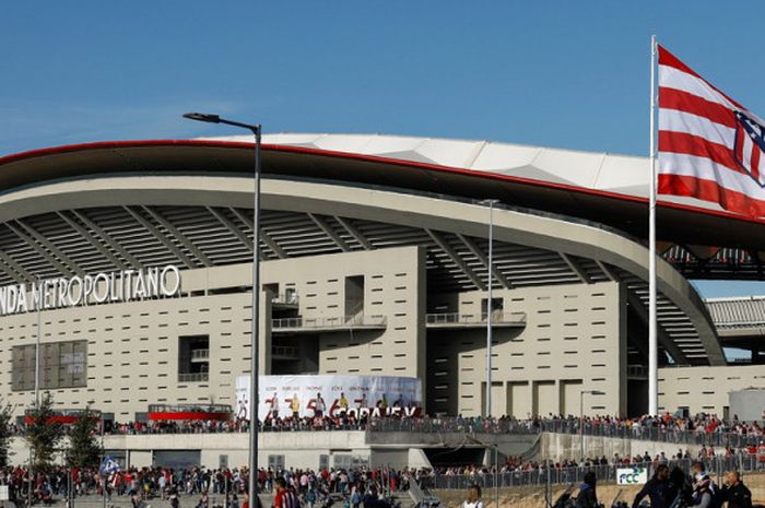 Suasana di stadion baru Atletico Madrid, Wanda Metropolitano, jelang pertandingan La Liga Spanyol antara Atletico Madrid menghadapi Malaga CF di Madrid, Spanyol, pada Sabtu (16/9/2017).