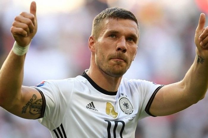 Lukas Podolski saat memperkuat Tim Panser, Jerman.