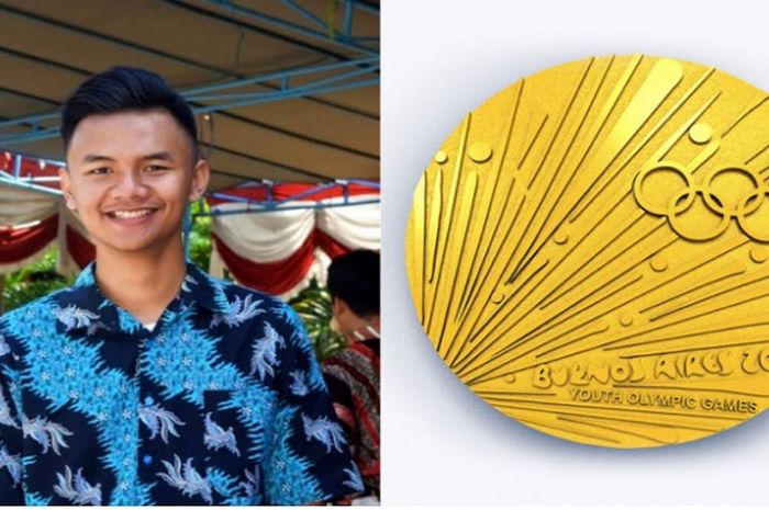 Muhamad Farid Husen dan desain medali yang akan digunakan untuk Youth Olympic Games 2018.