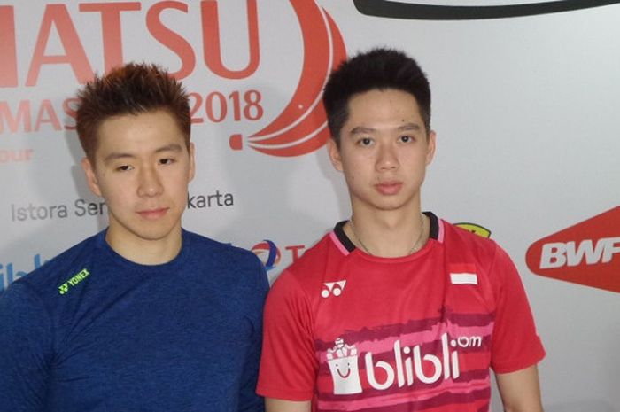  Pasangan ganda putra Indonesia, Marcus Fernaldi Gideon/Kevin Sanjaya Sukamuljo. 