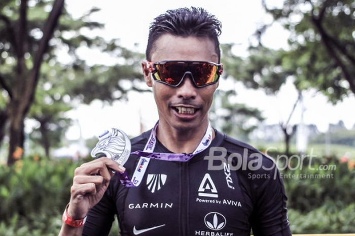 Jauhari Johan, atlet nasional yang mengikuti Powerman Indonesia 2018. 