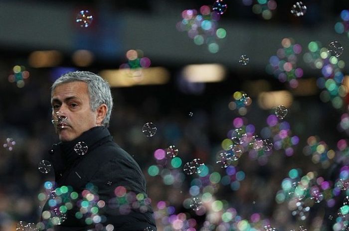 Manajer Manchester United, Jose Mourinho, dalam laga Premier League kontra West Ham United di London Stadium, London, 2 Januari 2017.