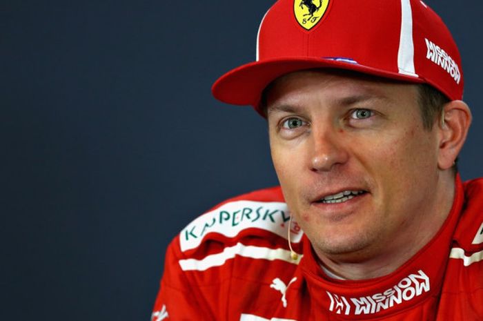 Juara GP Amerika Serikat 2018, Kimi Raikkonen (Ferrari), menjawab pertanyaan media pada sesi konferensi pers di Circuit of The Americas, Austin, Texas, Amerika Serikat, Minggu (21/10/2018).